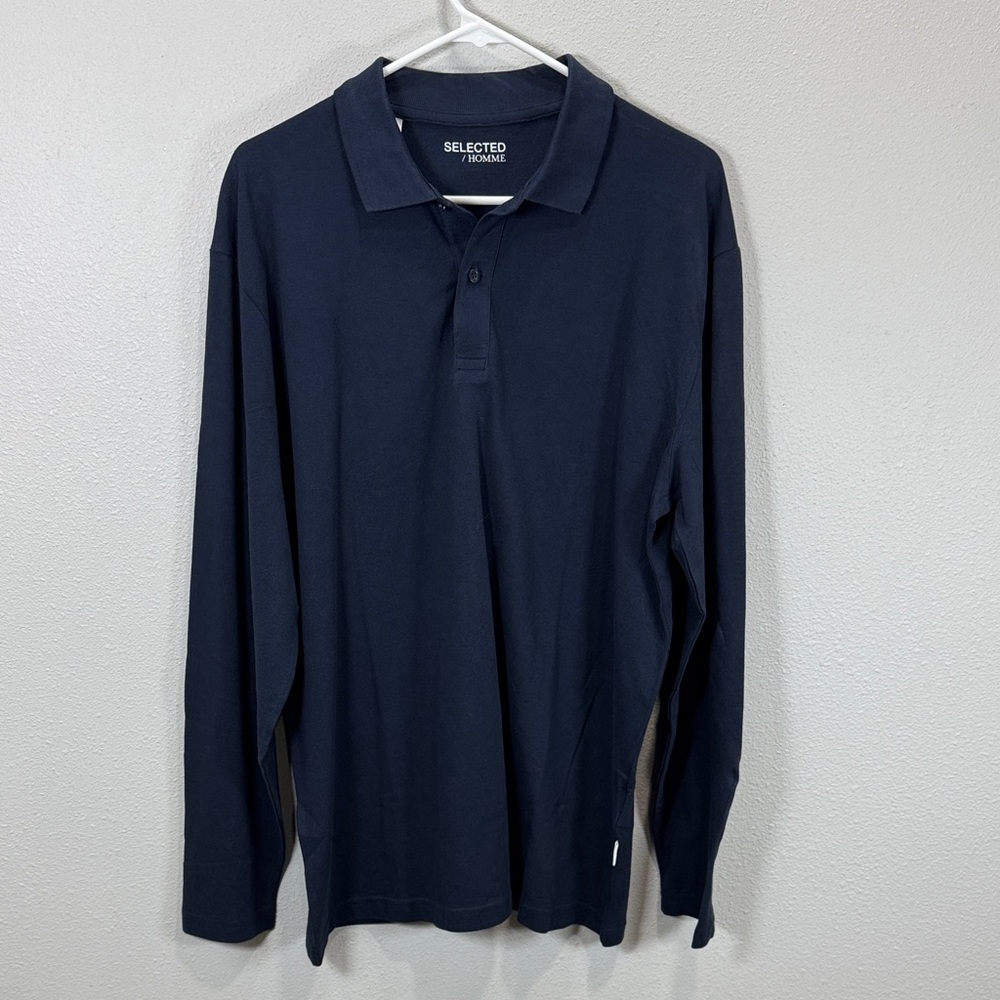 Selected Homme‎ Dark Blue Long Sleeve Polo Shirt